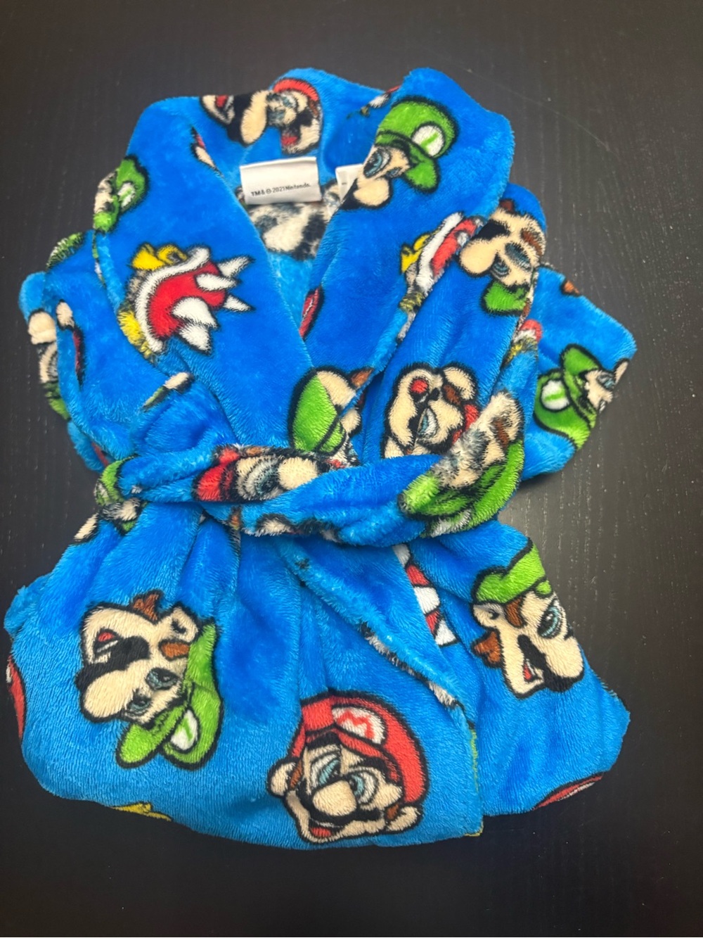 Super Mario Plush Kids Robe - Bright Blue